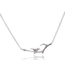 Sterling Silver Bird on Branch 16 Inch Necklace