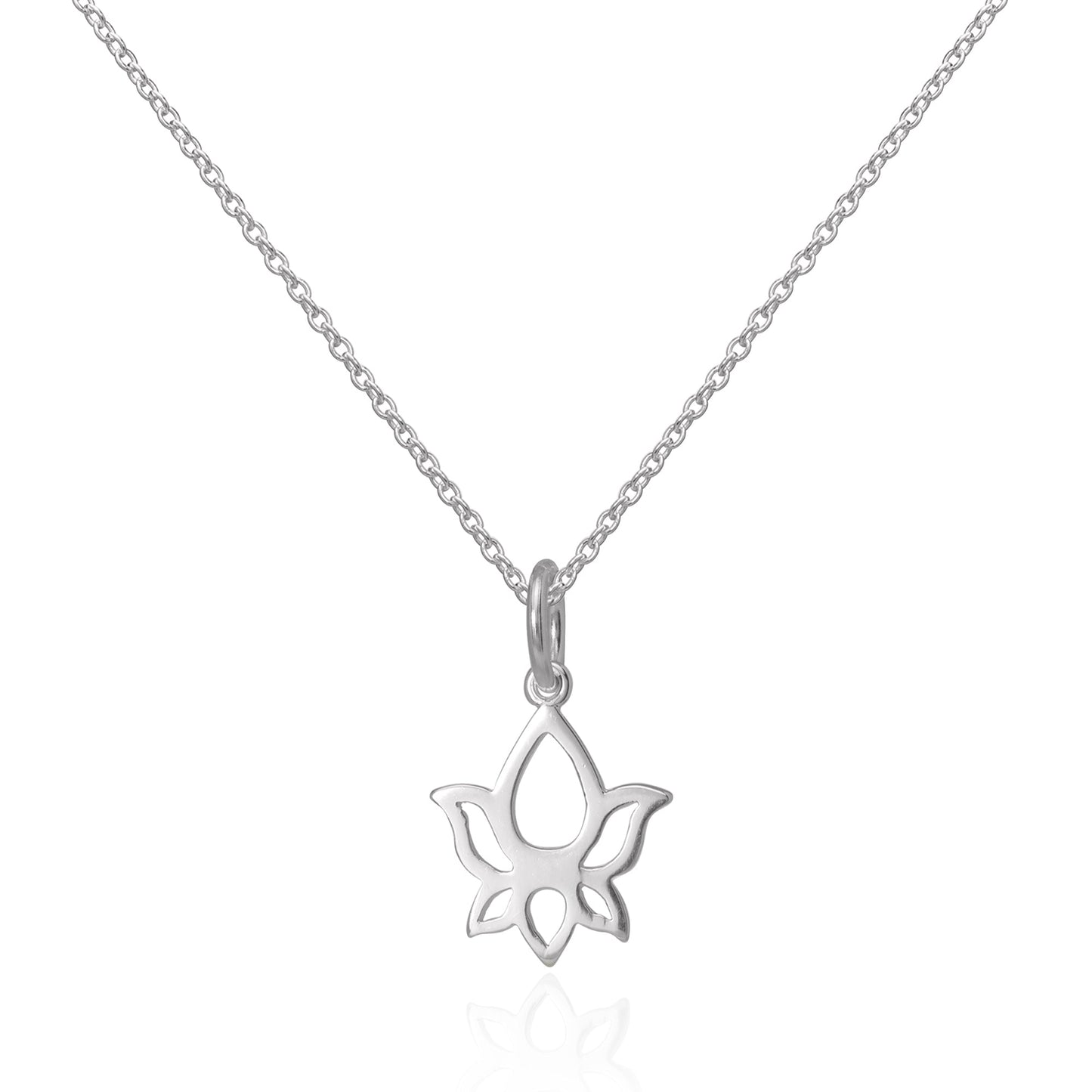 Sterling Silver Cut Out Lotus Flower Outline Pendant Necklace 16 - 22 Inches