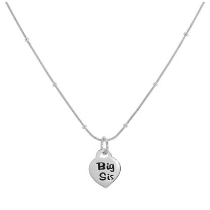 Sterling Silver Big Sister Heart Pendant Necklace 16 - 24 Inches