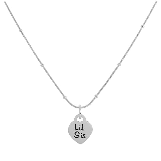 Sterling Silver Little Sister Heart Pendant Necklace 16 - 24 Inches