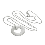 Large Sterling Silver Cut Out Heart Disc Pendant Necklace 14 - 22 Inches
