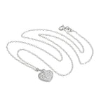 Sterling Silver & CZ Crystal Encrusted Heart Pendant Necklace 14 - 32 Inches