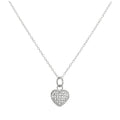 Sterling Silver & CZ Crystal Encrusted Heart Pendant Necklace 14 - 32 Inches