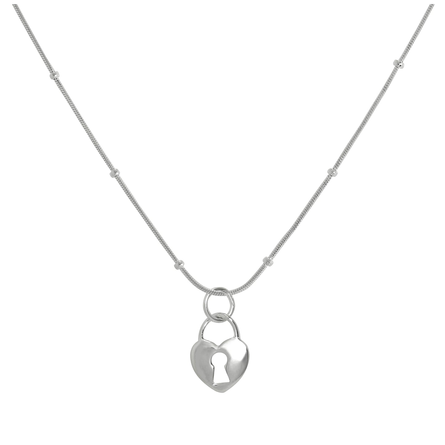 Sterling Silver Heart Padlock Pendant Necklace 16 - 22 Inches