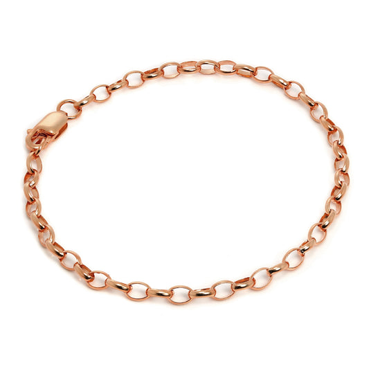 7 Inch Rose Gold Plated Sterling Silver Belcher Chain Bracelet