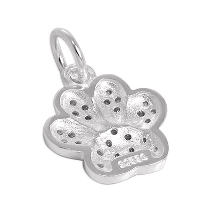 Sterling Silver CZ Crystal Encrusted Paw Print Charm