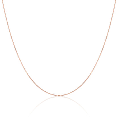Rose Gold Plated Sterling Silver Fine Diamond Cut Curb Chain 14 - 32 Inches