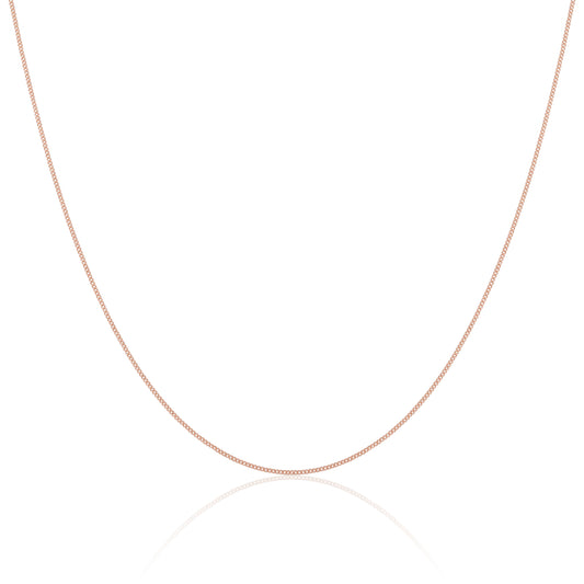 Rose Gold Plated Sterling Silver Fine Diamond Cut Curb Chain 14 - 32 Inches