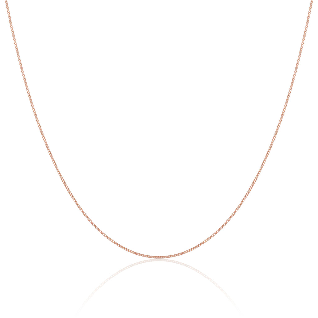 Rose Gold Plated Sterling Silver Fine Diamond Cut Curb Chain 14 - 32 Inches
