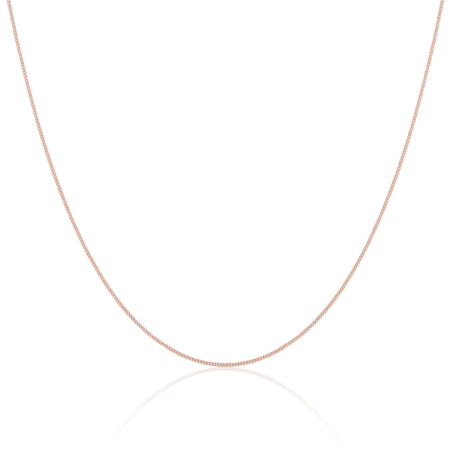 Rose Gold Plated Sterling Silver Fine Diamond Cut Curb Chain 14 - 32 Inches