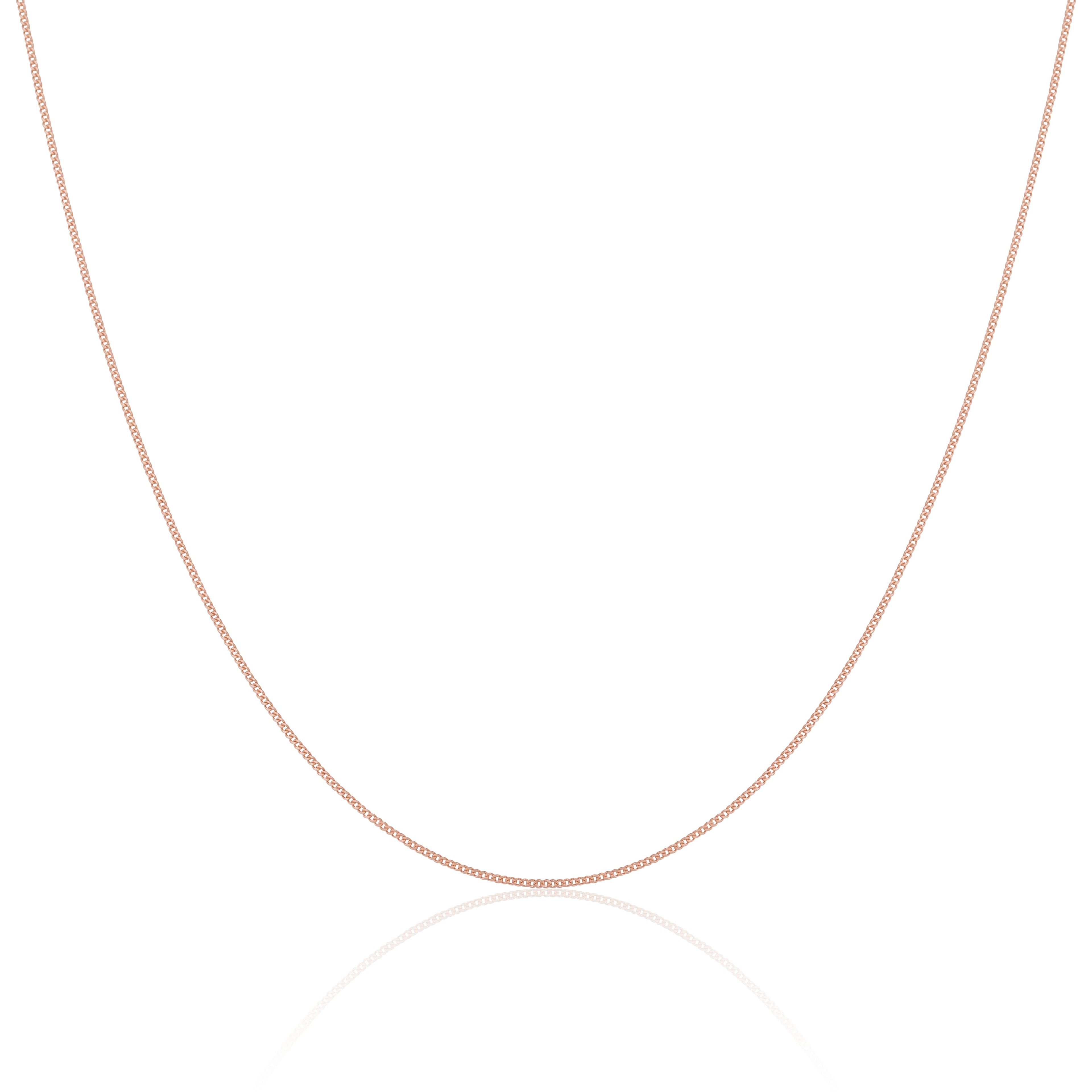 Rose Gold Plated Sterling Silver Fine Diamond Cut Curb Chain 14 - 32 Inches