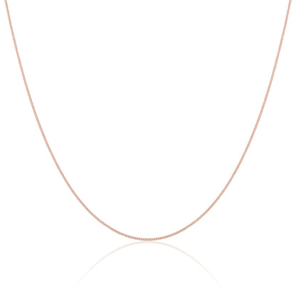 Rose Gold Plated Sterling Silver Fine Diamond Cut Curb Chain 14 - 32 Inches