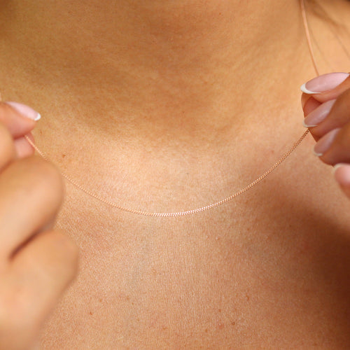 Rose Gold Plated Sterling Silver Fine Diamond Cut Curb Chain 14 - 32 Inches