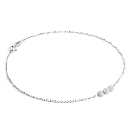 Sterling Silver Belcher Chain Anklet with 3 Frosted Beads