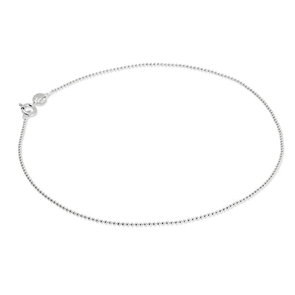 Sterling Silver 1mm Bead Chain Anklet