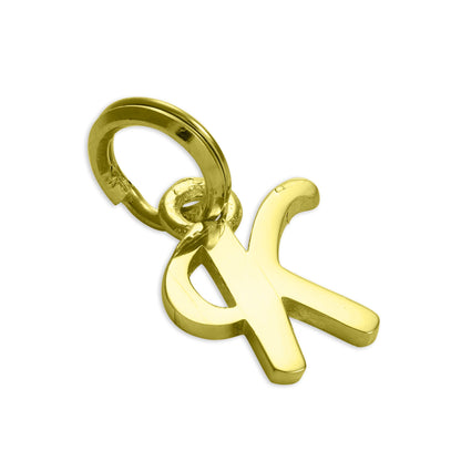 Gold Plated Sterling Silver Script Letter Charm A- Z