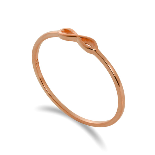 Rose Gold Plated Sterling Silver Infinity Loop 1mm Stacking Ring Size I - W