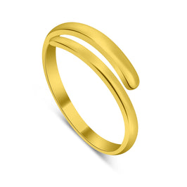 Gold Plated Sterling Silver Plain Adjustable 2mm Band Midi Toe Ring