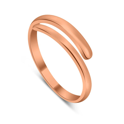 Rose Gold Plated Sterling Silver Plain Adjustable 2mm Band Midi Toe Ring