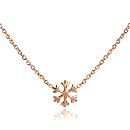 Rose Gold Plated Sterling Silver 18 Inch Snowflake Necklace