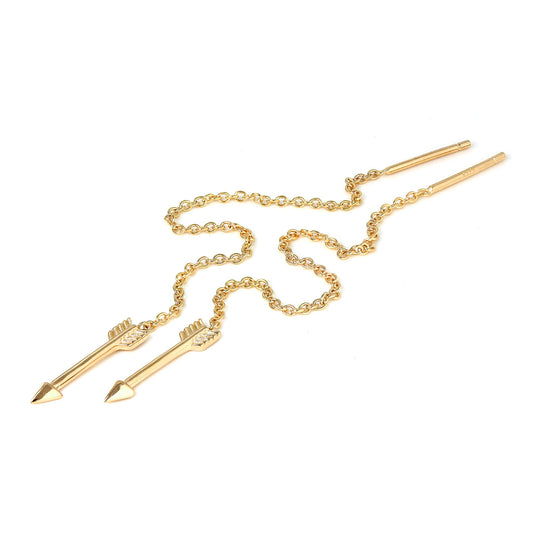 Gold Plated Sterling Silver Arrow Pull Through Earrings