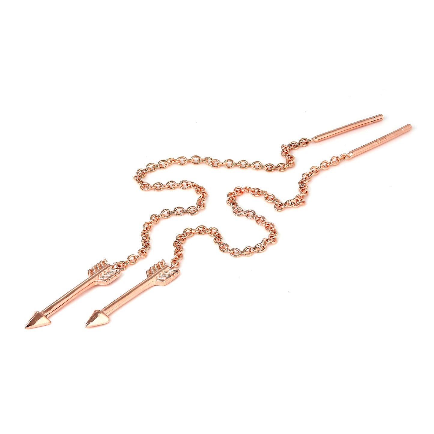 Rose Gold Plated Sterling Silver Arrow Pull Through Earrings