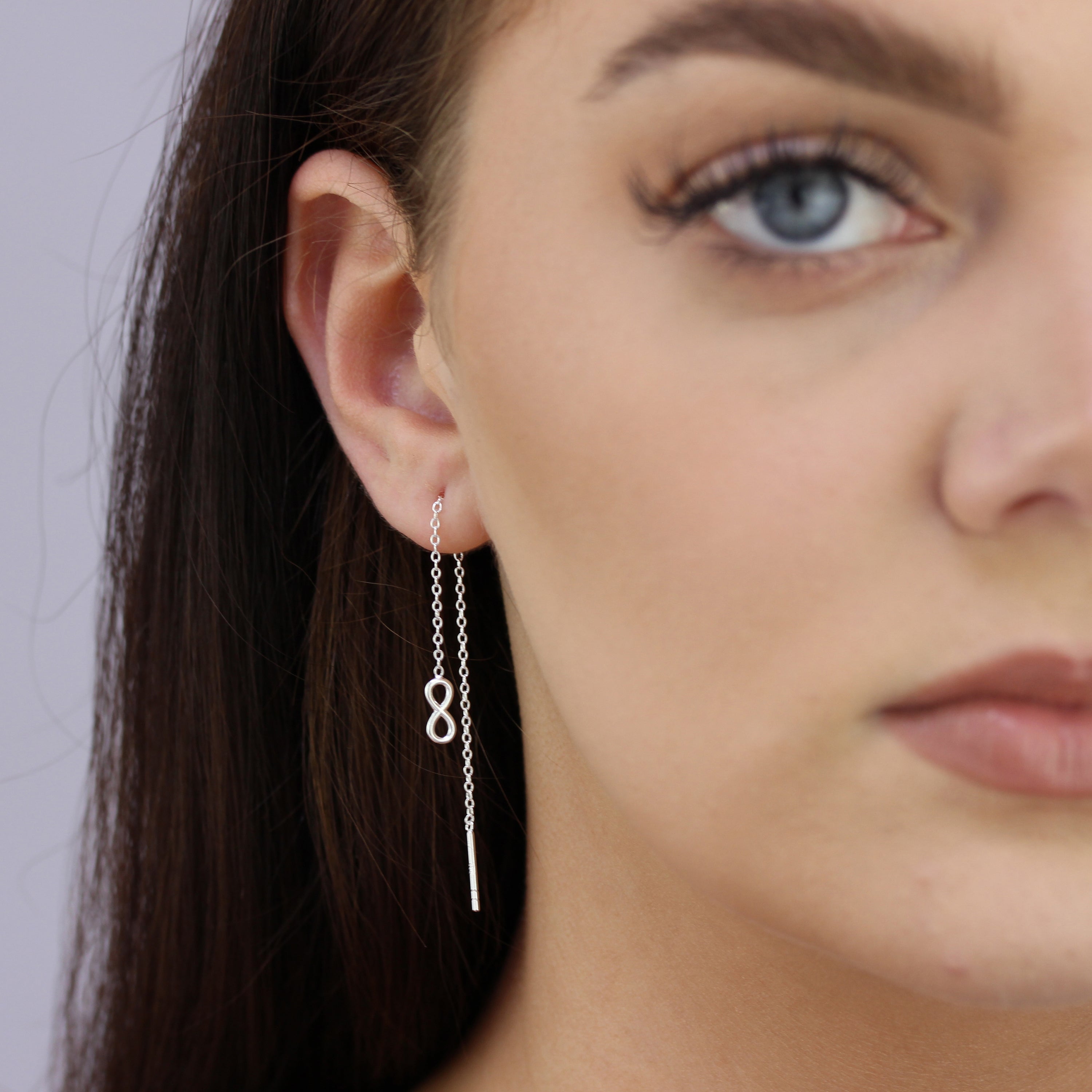 Small Sterling Silver Infinity Pull Through Earrings