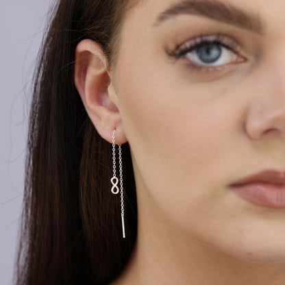 Small Sterling Silver Infinity Pull Through Earrings