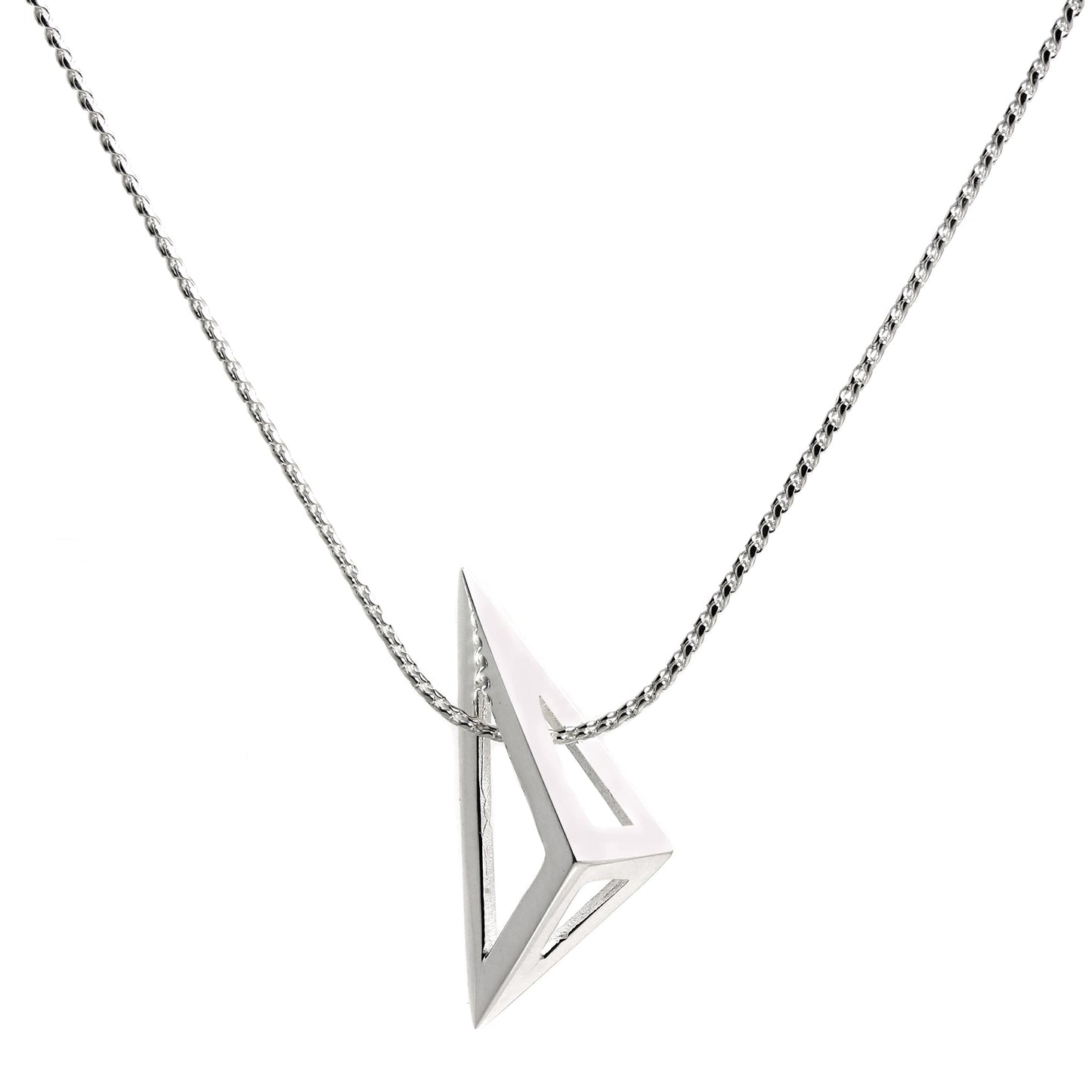 Sterling Silver Open Triangle Necklace on Foxtail Chain