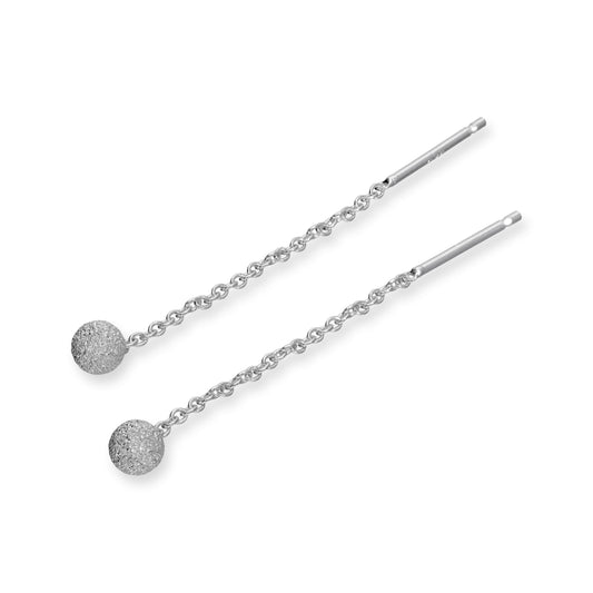 Sterling Silver Frosted 4mm Ball Pull Through Earrings