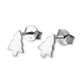 Sterling Silver Christmas Tree Stud Earrings