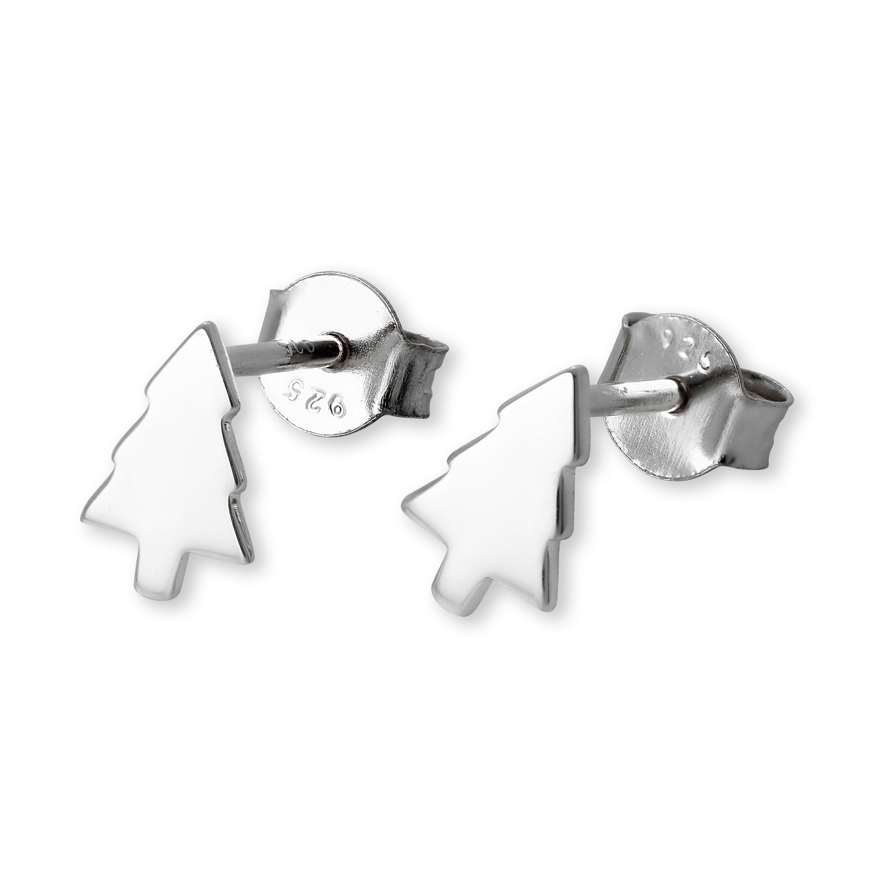 Sterling Silver Christmas Tree Stud Earrings
