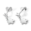 Sterling Silver Christmas Tree & Star Dangle Stud Earrings