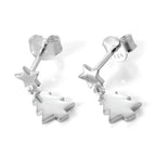 Sterling Silver Christmas Tree & Star Dangle Stud Earrings