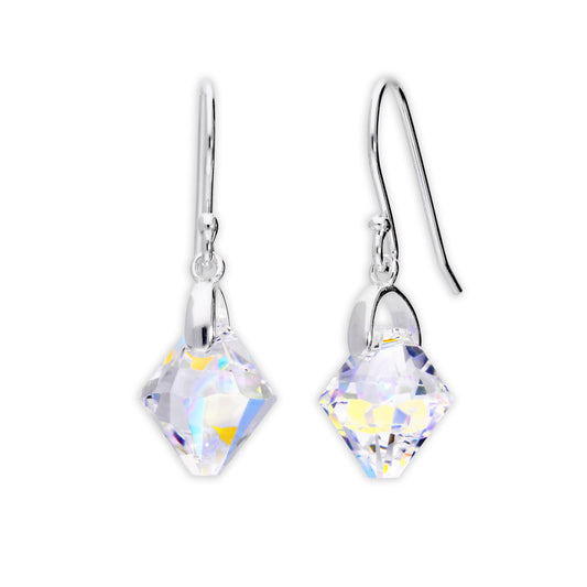 Sterling Silver & Aurora Borealis Crystal Dangle Earrings