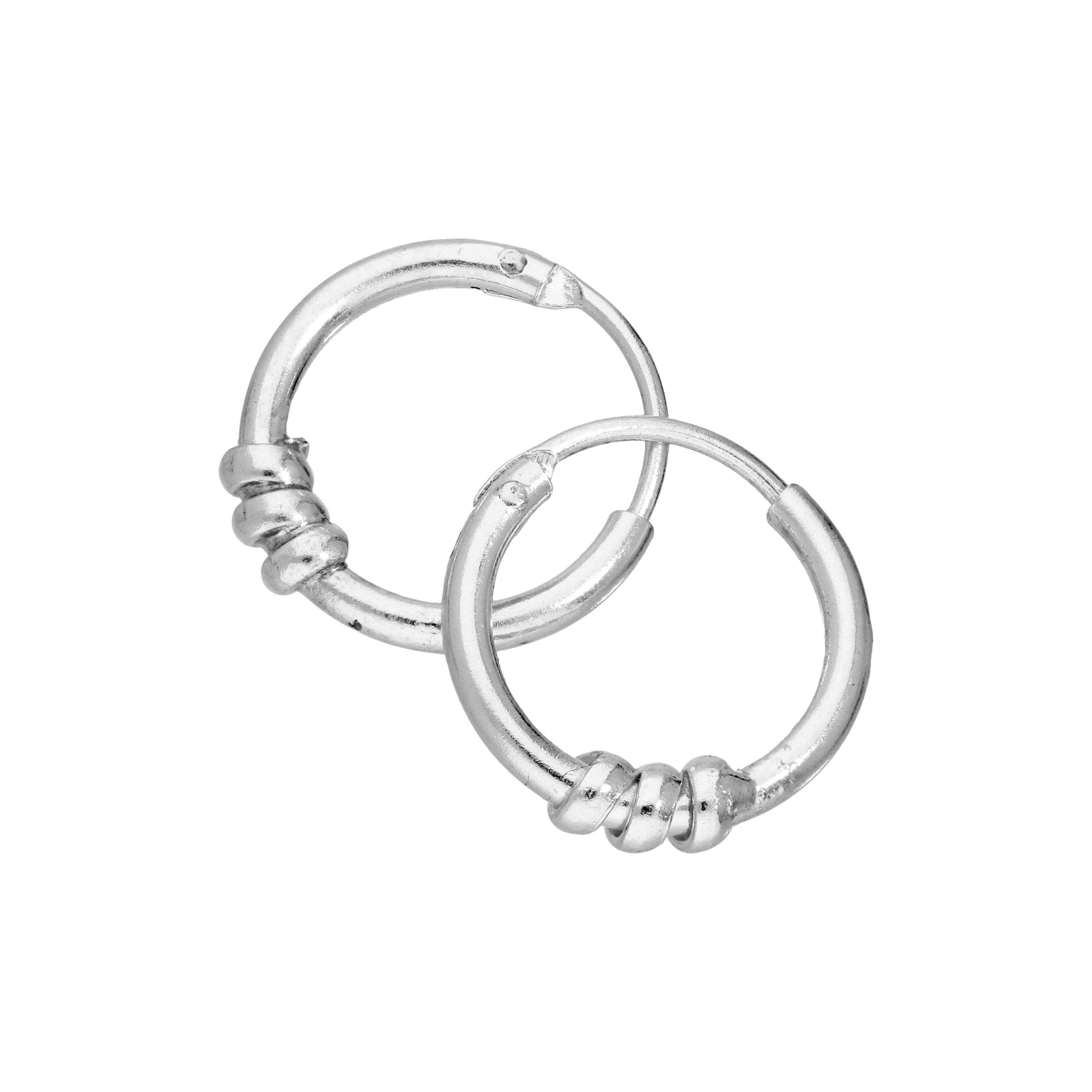 Sterling Silver 10mm Twisted Rope Sleeper Hoop Earrings