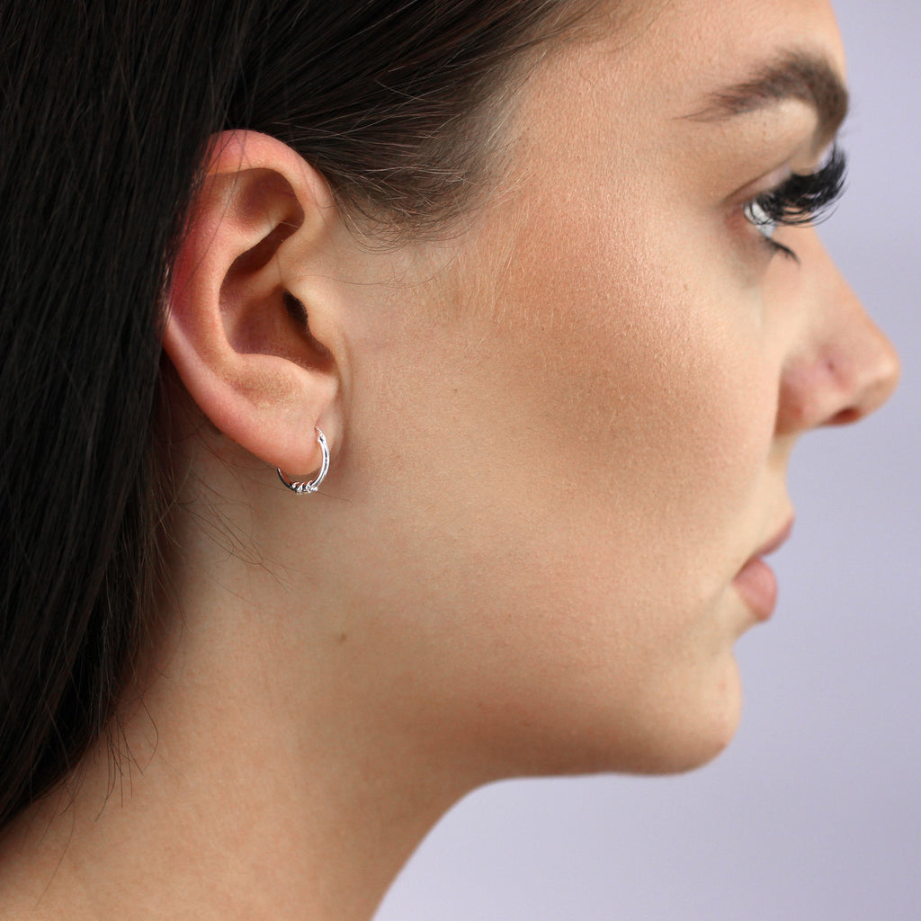 Sterling Silver 10mm Twisted Rope Sleeper Hoop Earrings
