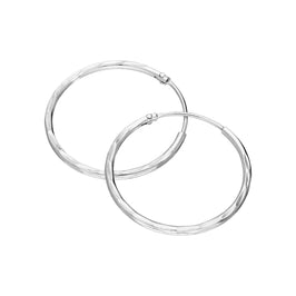Sterling Silver 20mm Diamond Cut Faceted Sleeper Hoop Earrings