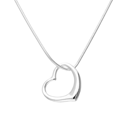 Sterling Silver Floating Heart Pendant Necklace