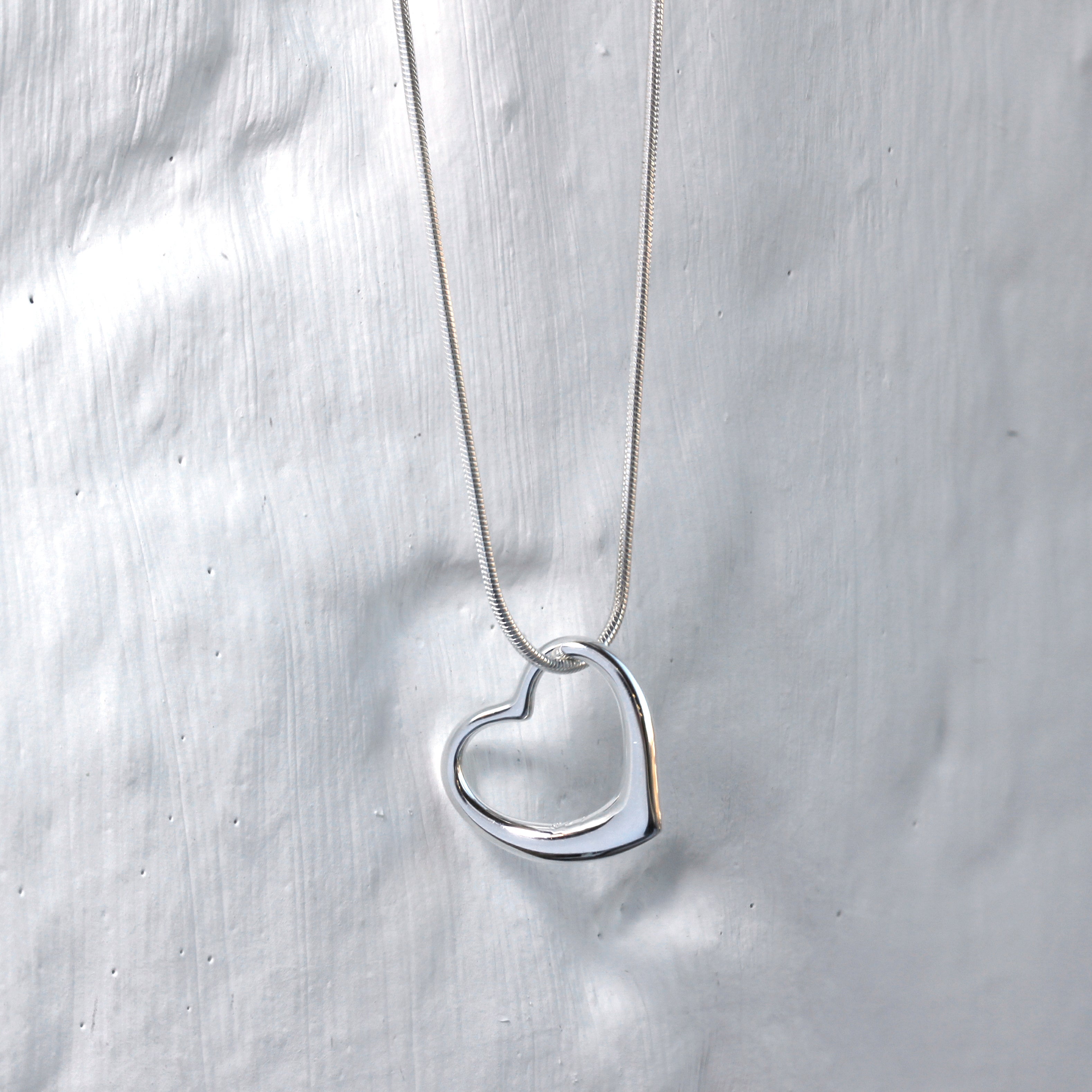 Sterling Silver Floating Heart Pendant Necklace