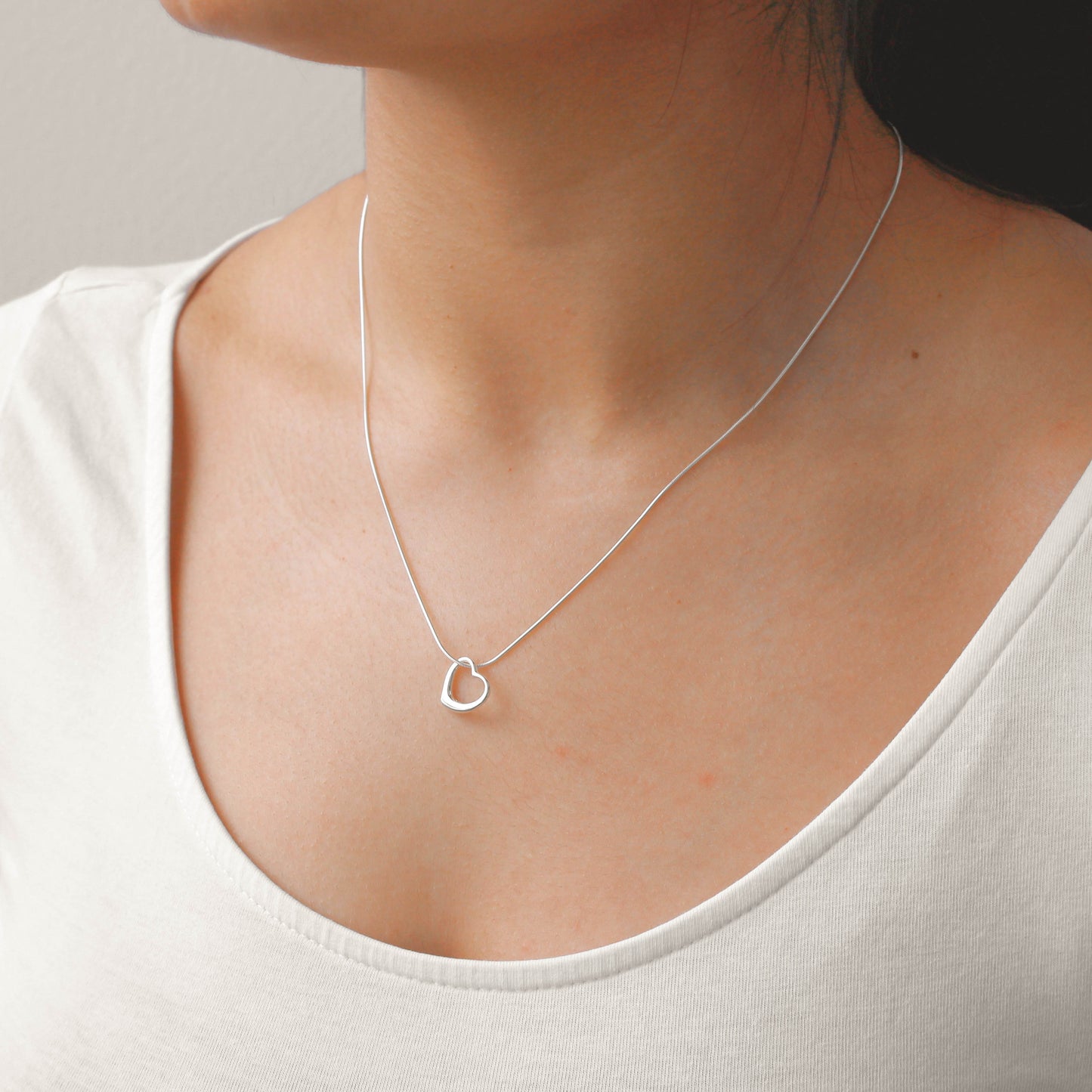 Sterling Silver Floating Heart Pendant Necklace
