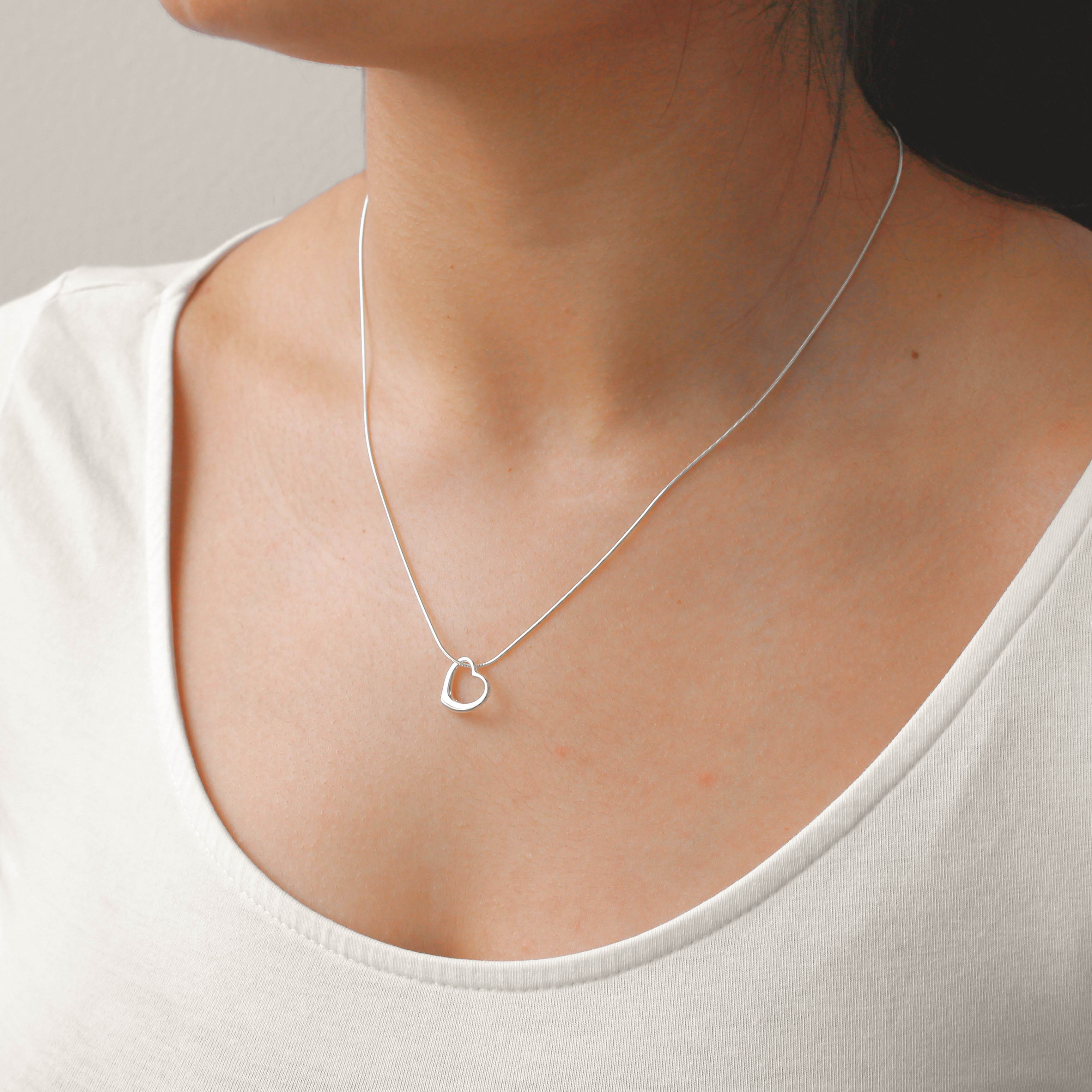 Sterling Silver Floating Heart Pendant Necklace