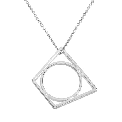 Sterling Silver Trapezium Stacking Ring on Chain 16 - 20 Inches