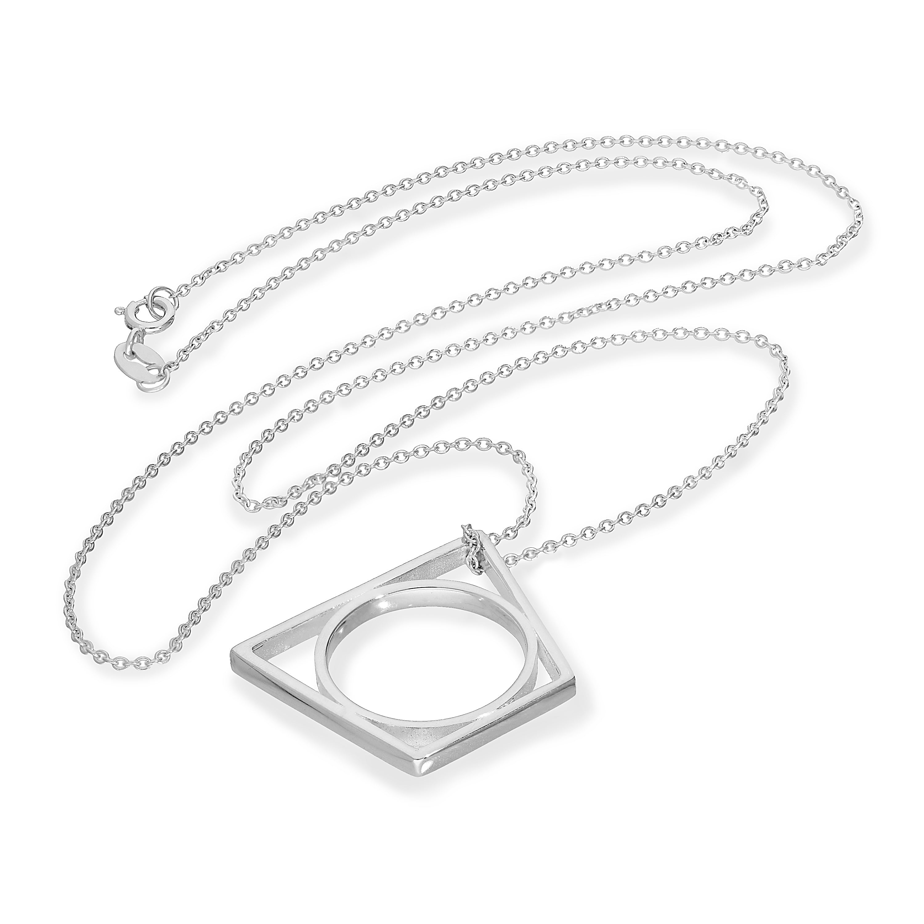 Sterling Silver Trapezium Stacking Ring on Chain 16 - 20 Inches
