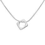 Slim Sterling Silver Square Pendant Necklace
