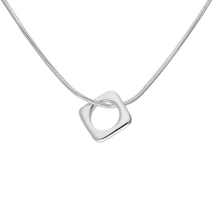 Slim Sterling Silver Square Pendant Necklace