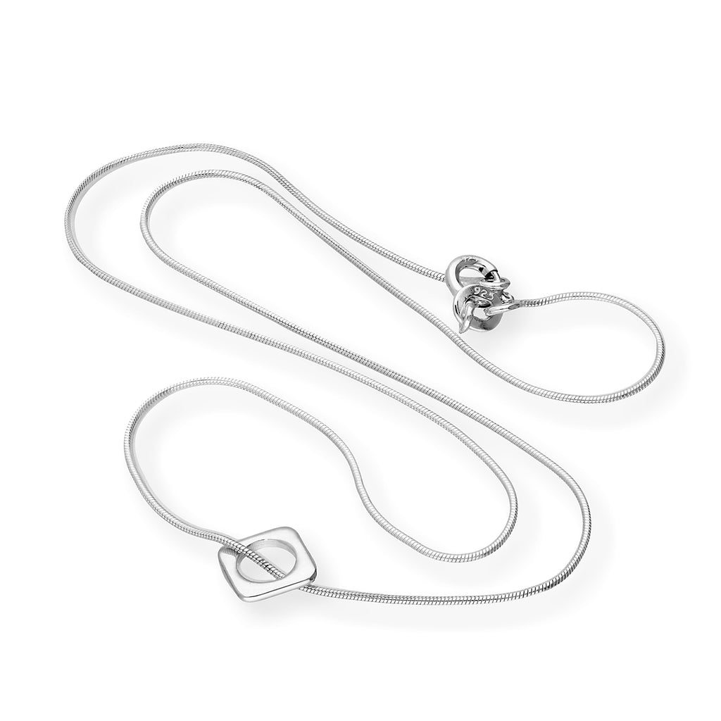 Slim Sterling Silver Square Pendant Necklace