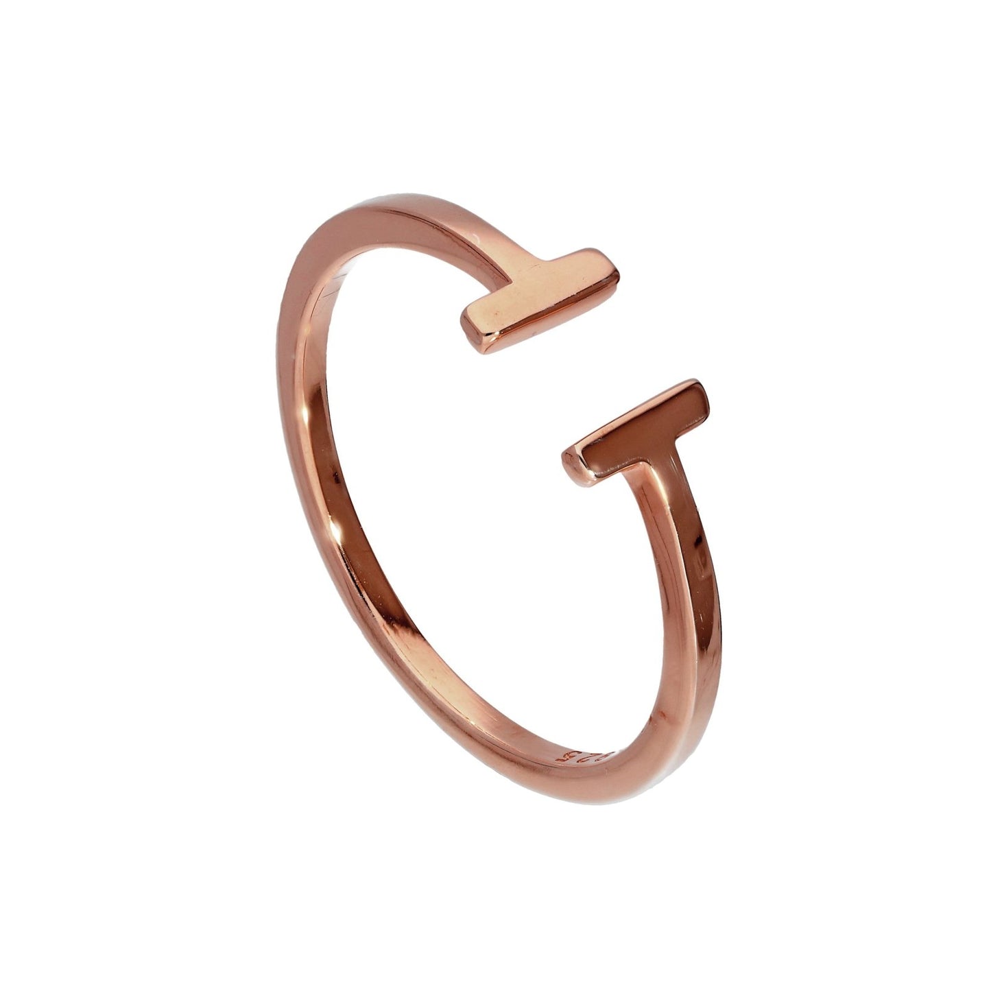 Adjustable Rose Gold Plated Sterling Silver T-Bar Midi Ring - jewellerybox