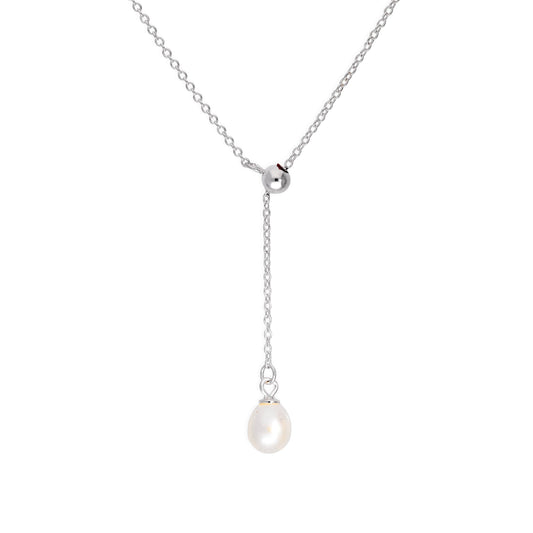 Sterlingsilber Verstellbar Einzel Perle Hänge Halskette bis zu 45,5cm