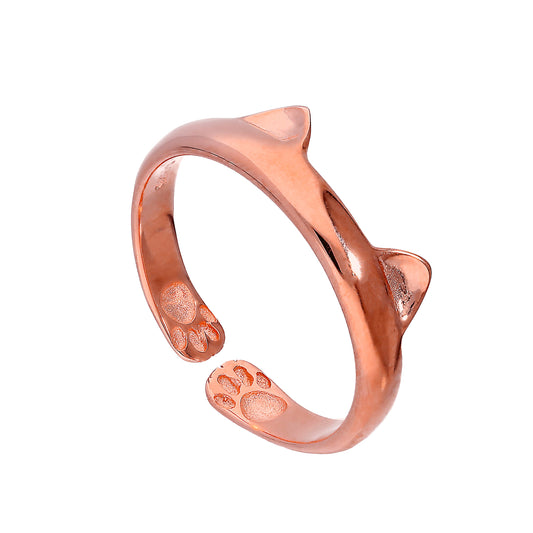 Rose Gold Plated Sterling Silver Cat Ears Midi Toe Ring